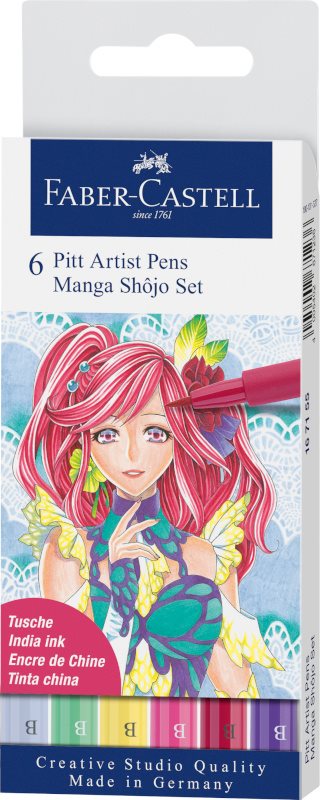 Faber-Castell 6 Pitt Artist pens Manga Shojo Set
