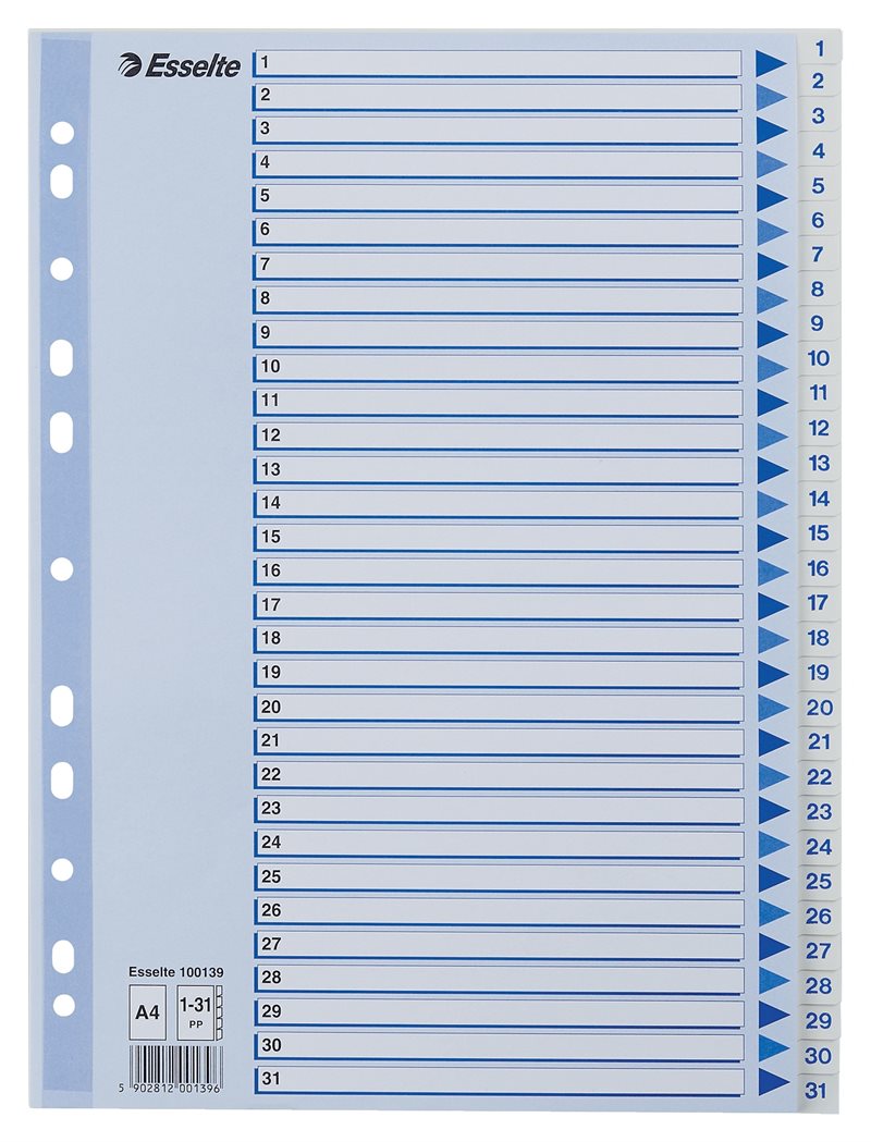 Plastregister A4/a-ö rubrikblad vit