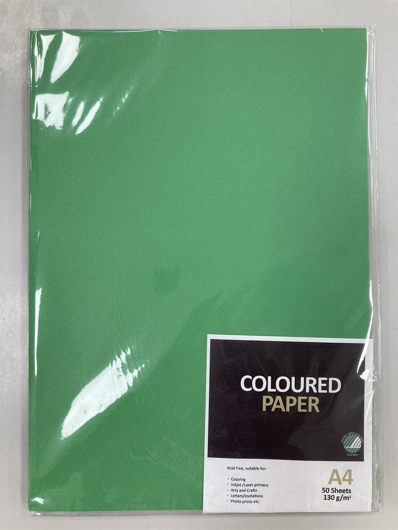 Färgat papper A4 130g tropisk grön 50/fp