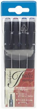Kalligrafipenna Manuscript 4 Italic Markers black MM6409