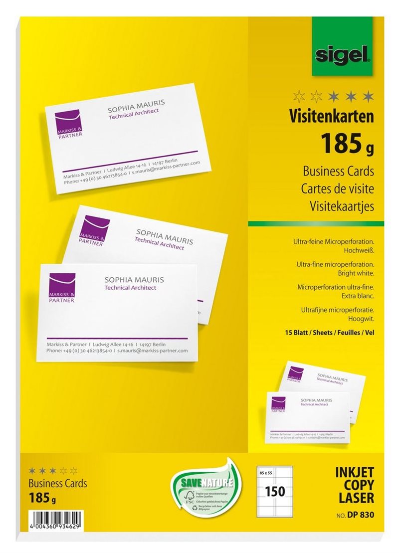 Visitkort Sigel micro 185gr 150/fp