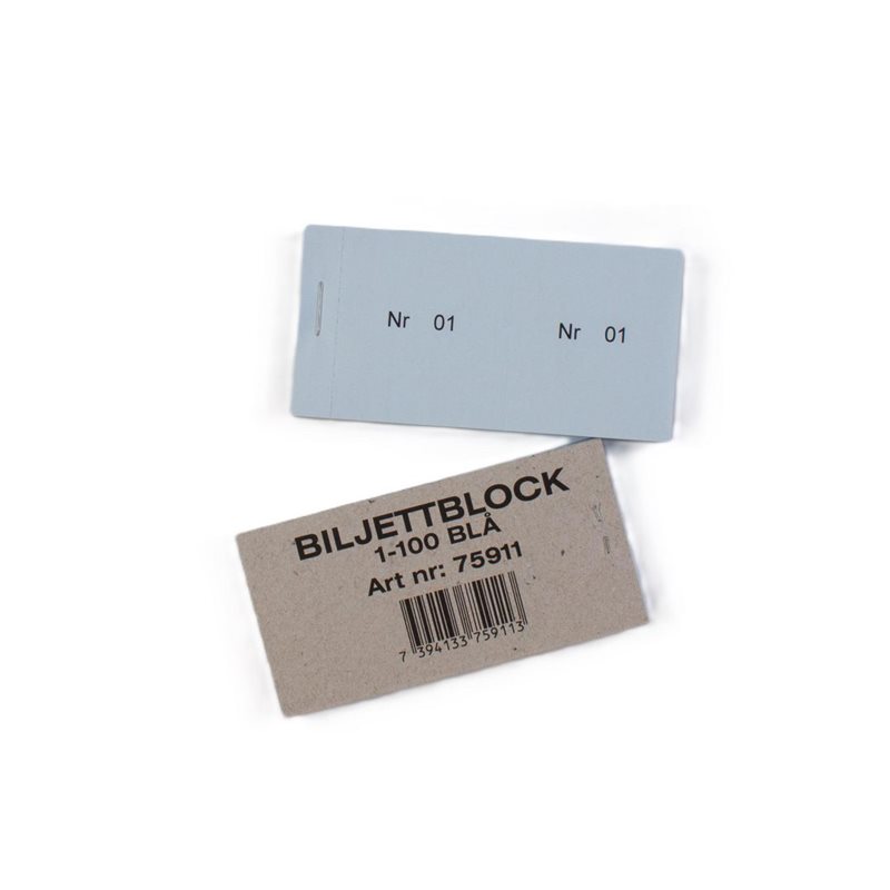 Biljettblock 1-100 blå