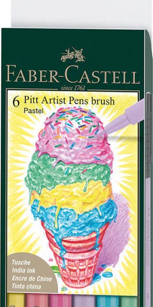 Faber-Castell 6 Pitt Artist pens brush Pastel